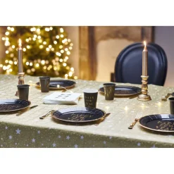 Nappe damassée en papier doré motif pluie d'étoiles blanches-Gifi Online