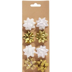 Noeud bolduc blanc doré x8-Gifi Clearance