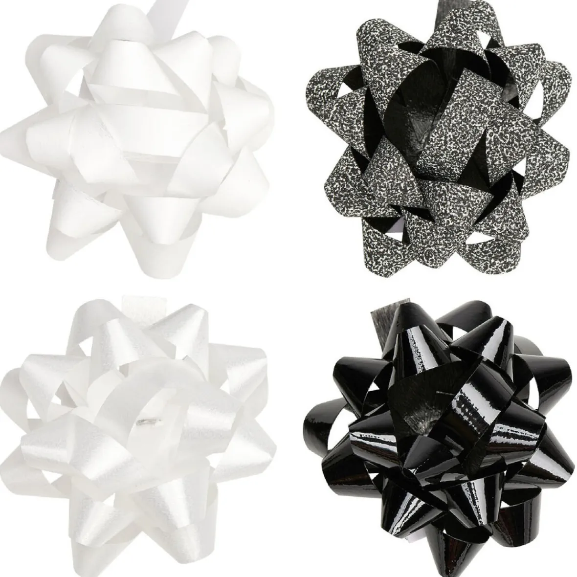 Noeud brillant blanc noir doré pour emballage cadeau x8-Gifi Online