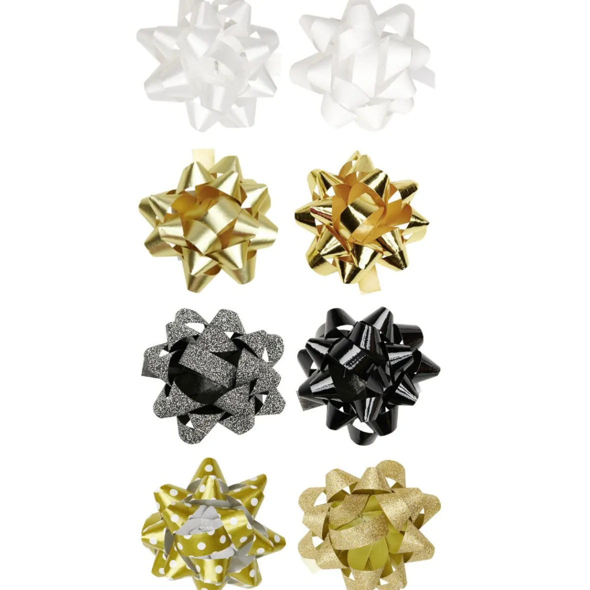 Noeud brillant blanc noir doré pour emballage cadeau x8-Gifi Online