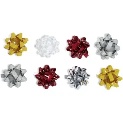 Noeud brillant doré blanc rouge gris pour emballage cadeau x8-Gifi