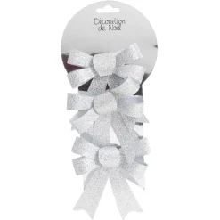 Noeud de Noël argenté à suspendre x3-Gifi Sale