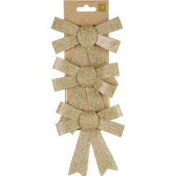 Noeud de Noël doré à suspendre x3-Gifi Discount