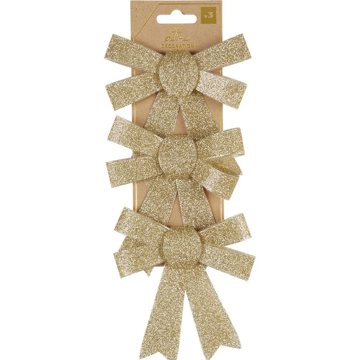 Noeud de Noël doré à suspendre x3-Gifi Discount