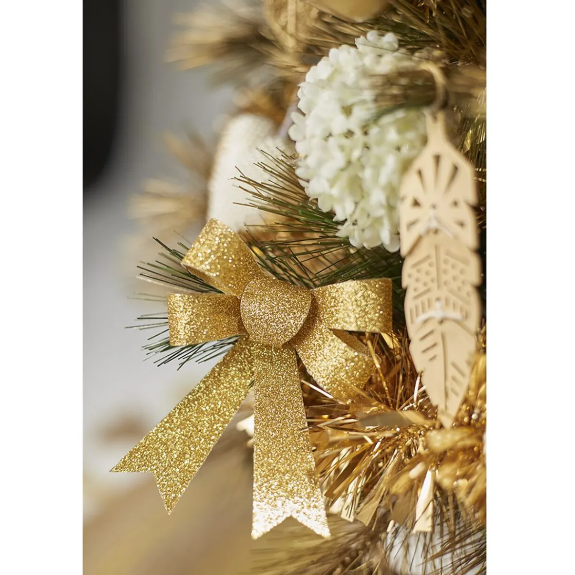 Noeud de Noël doré à suspendre x3-Gifi Discount