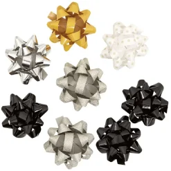 Noeud de Noël jaune noir et argenté x8-Gifi Clearance