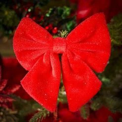 Noeud de Noël velours rouge x2 - 12xH13cm-Gifi Online