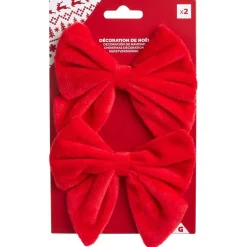 Noeud de Noël velours rouge x2 - 12xH13cm-Gifi Online