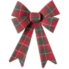 Noeud de Noël XL tartan rouge et vert à suspendre H.26 cm-Gifi Online