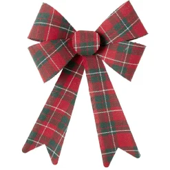 Noeud de Noël XL tartan rouge et vert à suspendre H.26 cm-Gifi Online