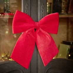 Noeud de Noël XL velours rouge à suspendre H. 40cm-Gifi Clearance