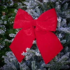 Noeud de Noël XL velours rouge à suspendre H. 40cm-Gifi Clearance