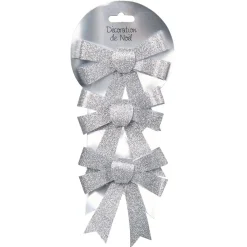 Noeud gris pailleté à suspendre x3-Gifi New