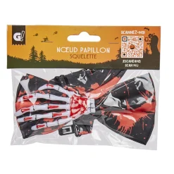 Noeud papillon noir orange et main de squelette-Gifi Outlet