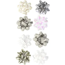 Noeud pour cadeau de Noël argenté x8-Gifi Hot