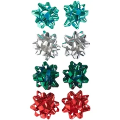 Noeud pour emballage cadeau de Noël bleu vert rouge argent x8-Gifi New