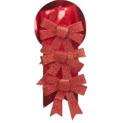 Noeud rouge pailleté à suspendre x3-Gifi Hot