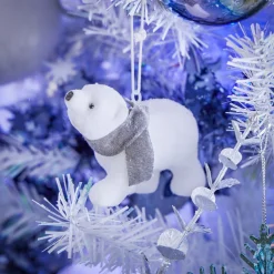 Ours blanc avec écharpe à suspendre 9x7xH5cm-Gifi Outlet