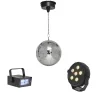 Pack Disco 3 effets de lumière boule à facette stroboscope-Gifi New