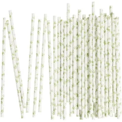 Paille bambou blanche motif feuillage x50 - Ø0,6 x H19,7cm-Gifi Best