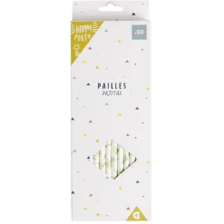 Paille bambou blanche motif feuillage x50 - Ø0,6 x H19,7cm-Gifi Best