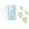 Paille bleu et étiquette étoile en papier x 24-Gifi Online