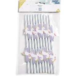Paille décor fée licorne x10-Gifi Outlet
