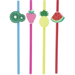 Paille design fruit en plastique réutilisable x4-Gifi Discount