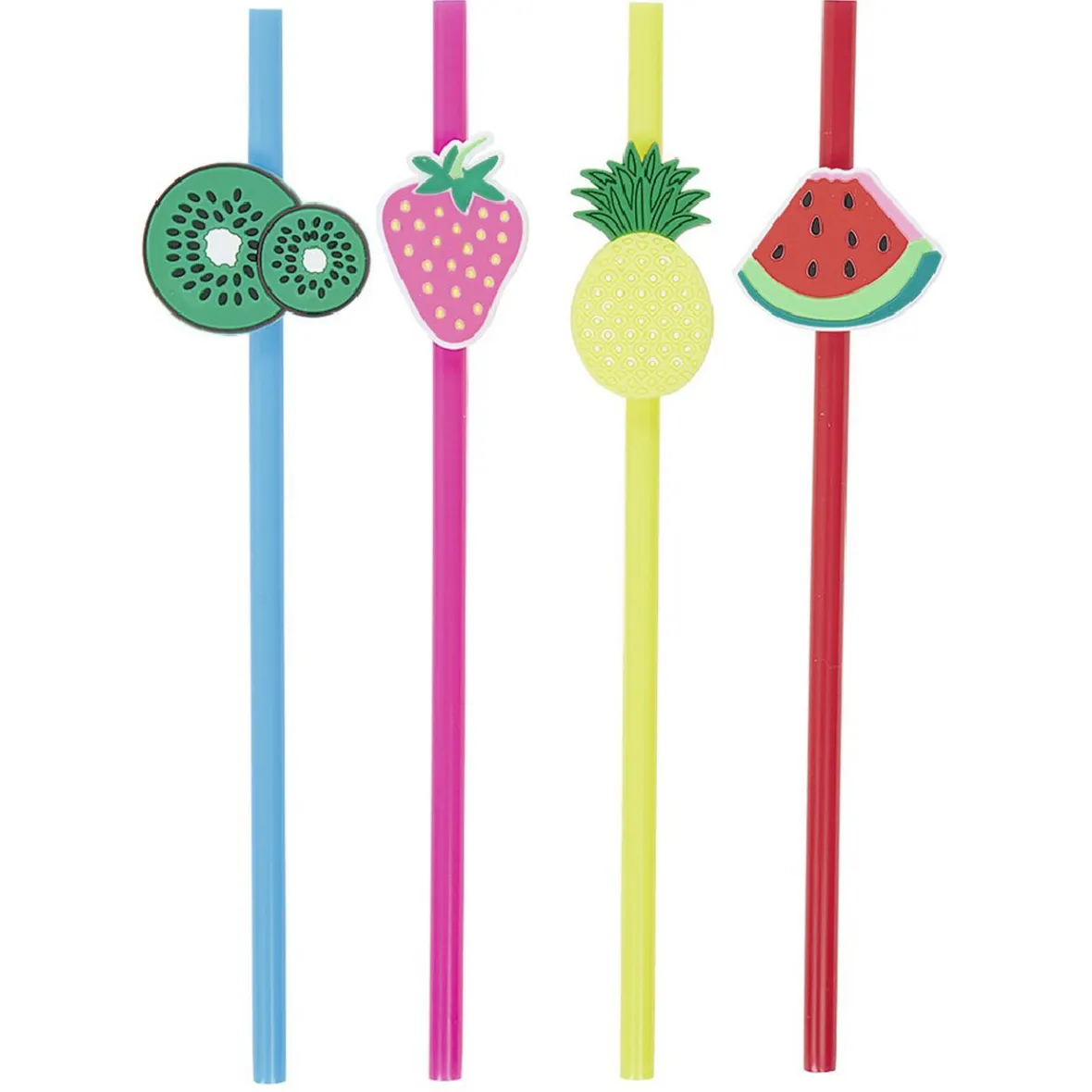 Paille design fruit en plastique réutilisable x4-Gifi Discount