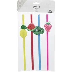 Paille design fruit en plastique réutilisable x4-Gifi Discount