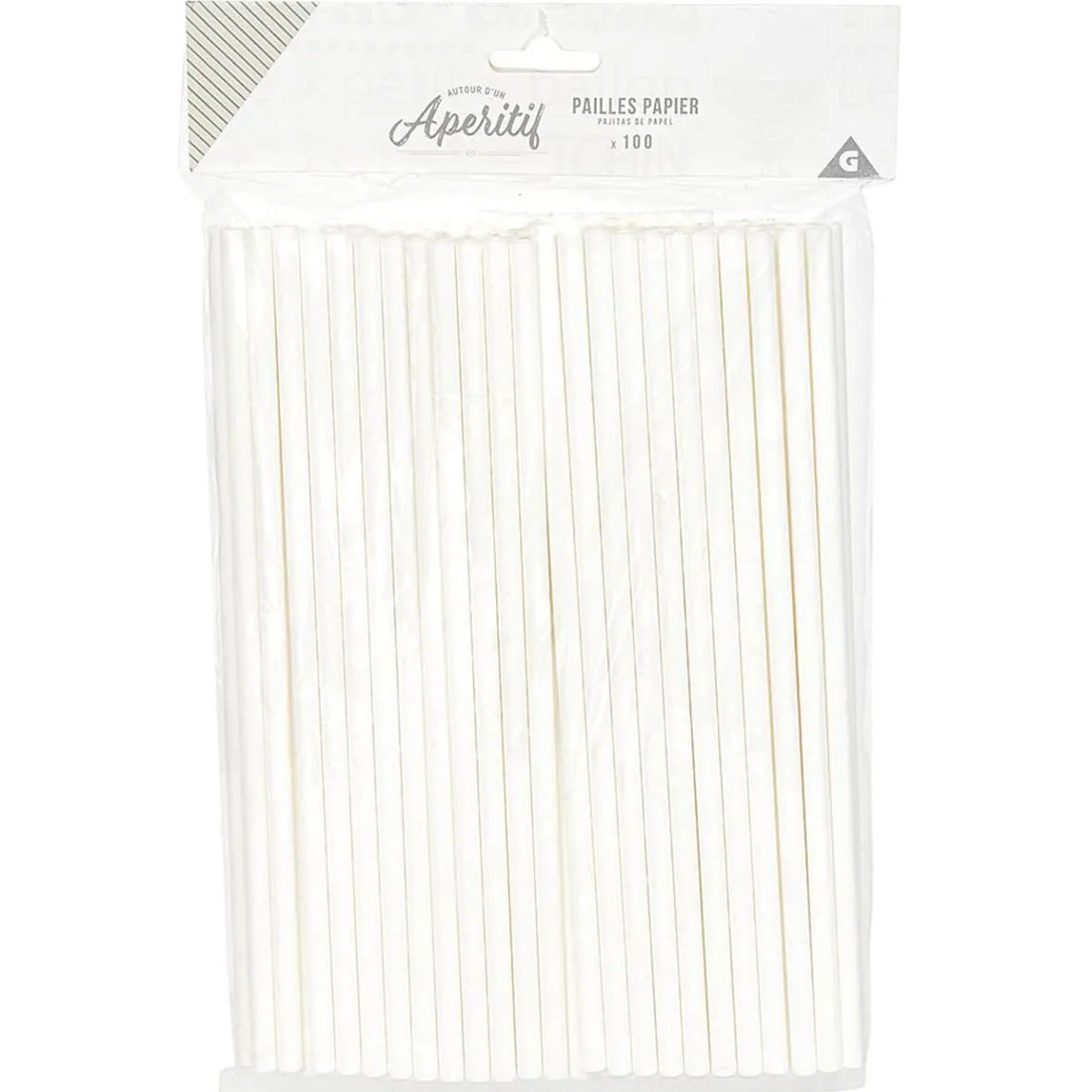 Paille en papier blanche x100-Gifi New