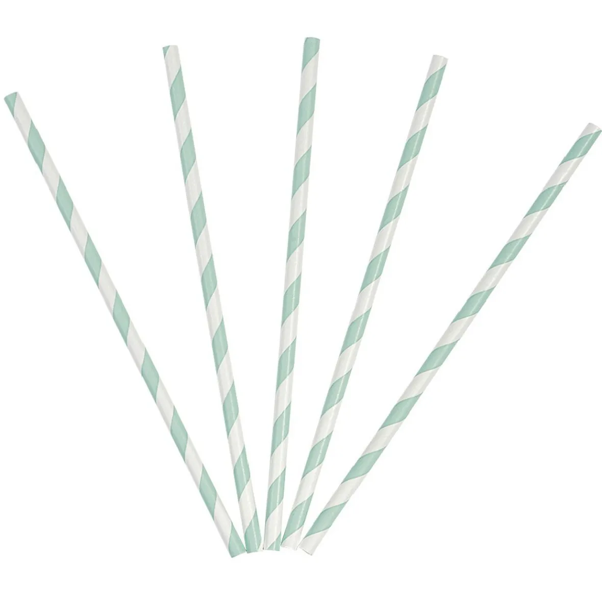 Paille en papier motif chevron blanc et vert x20-Gifi Discount