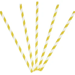 Paille en papier motif chevron blanc et jaune x20-Gifi Discount