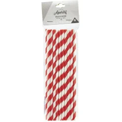 Paille en papier motif chevron blanc et rouge x20-Gifi Discount