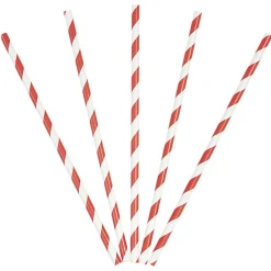 Paille en papier motif chevron blanc et rouge x20-Gifi Discount