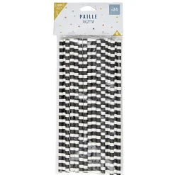 Paille en papier noir et blanc x 24-Gifi Discount