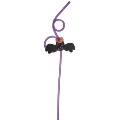 Paille en plastique décor Halloween violet x12-Gifi Discount