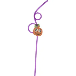 Paille en plastique décor Halloween violet x12-Gifi Discount