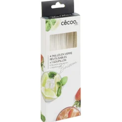 Paille en verre x4 et goupillon inox-Gifi Best