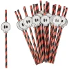 Paille fantaisie crâne Halloween noir et rouge x20-Gifi Best