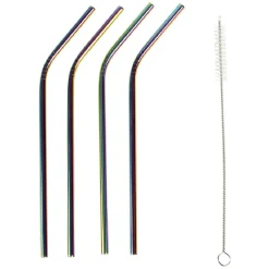 Paille inox réutilisable irisé x4-Gifi Online