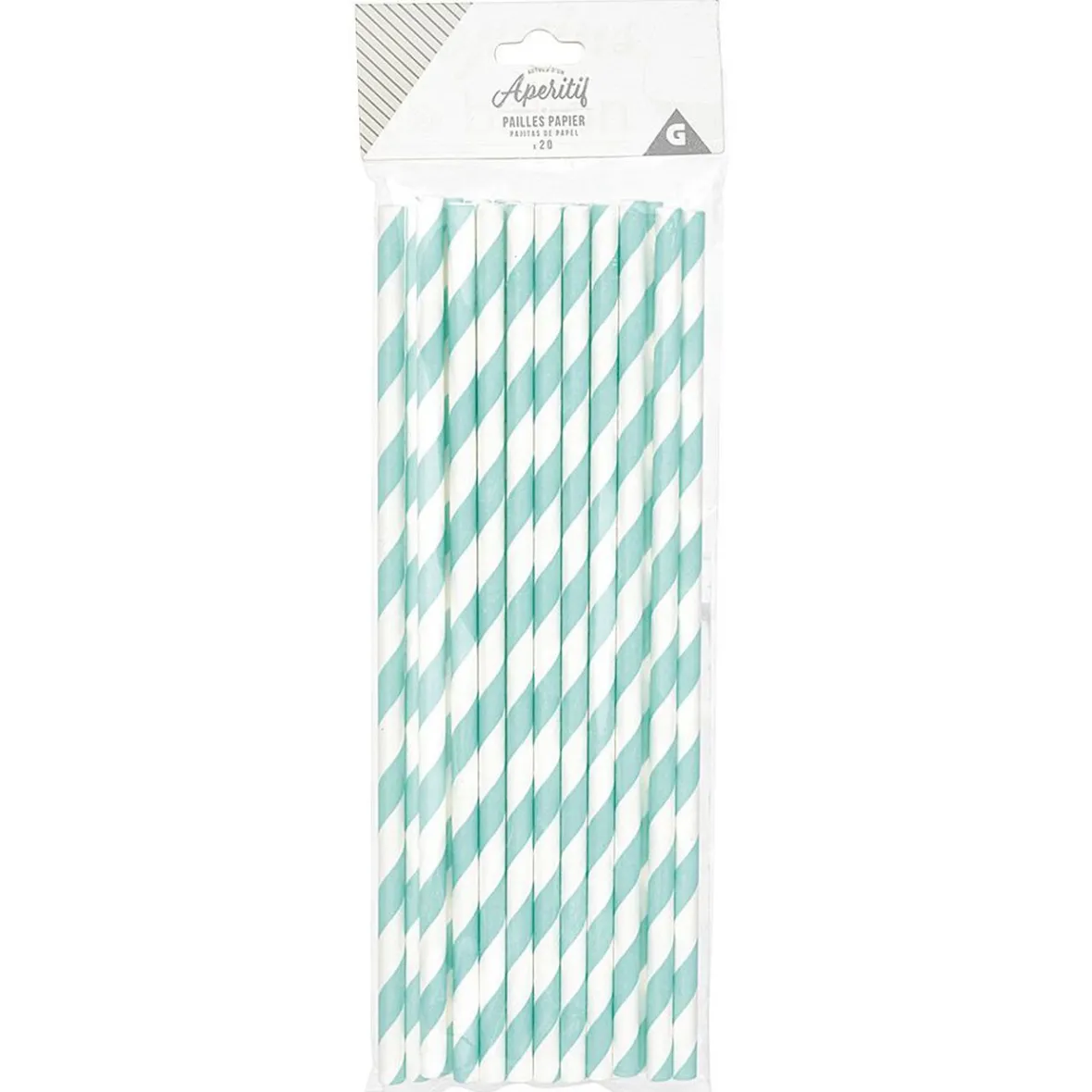 Paille jetable en papier blanc x20-Gifi Online
