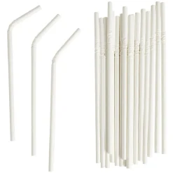 Paille papier coudée blanche x20 - Ø0,6 x H19,7cm-Gifi Best