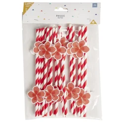 Paille papier décor spirale colorée avec fantaisie x16 - Ø0,5 x H27cm-Gifi Online