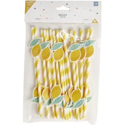 Paille papier décor spirale colorée avec fantaisie x16 - Ø0,5 x H27cm-Gifi Online