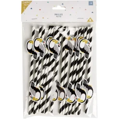 Paille papier décor spirale colorée avec fantaisie x16 - Ø0,5 x H27cm-Gifi Online