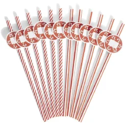 Paille personnalisable étiquette sucre d'orge rouge et blanc x12-Gifi Discount