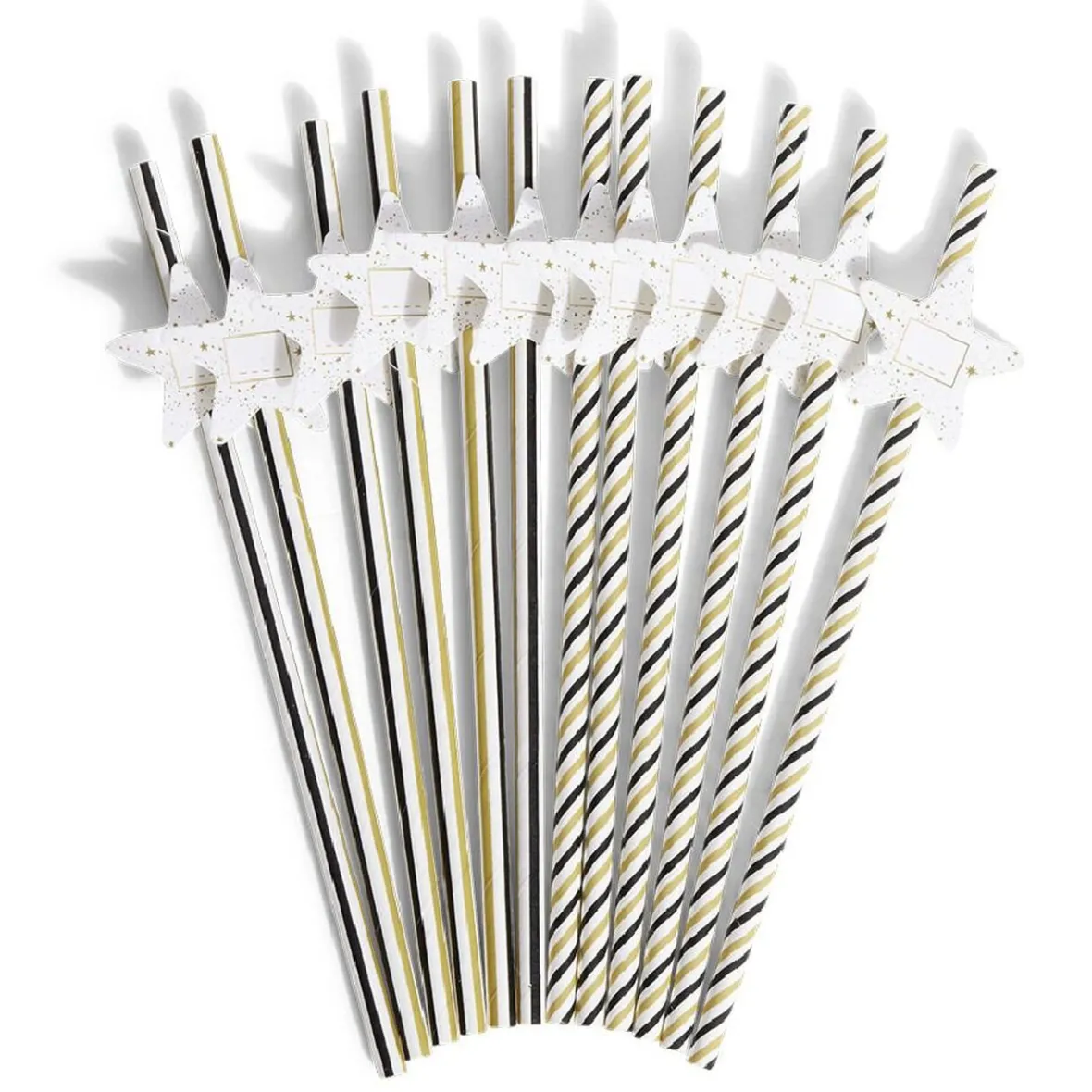 Paille personnalisable étiquette étoile tricolore x12-Gifi Clearance