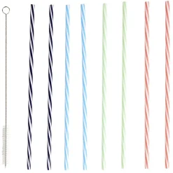 Paille plastique coloré motif spirale x8 avec goupillon - Ø0,5 x H28cm-Gifi Clearance