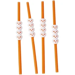 Paille plastique Halloween décor crâne x4-Gifi Sale